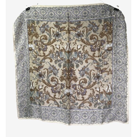 Liz Claiborne Womens Silk Floral Neutral Scarf Head Wrap Purse Handle Accessory - Picture 1 of 5